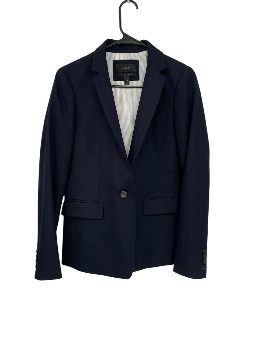 J Crew Regent Blazer Wool Blend Navy Blue Size 4